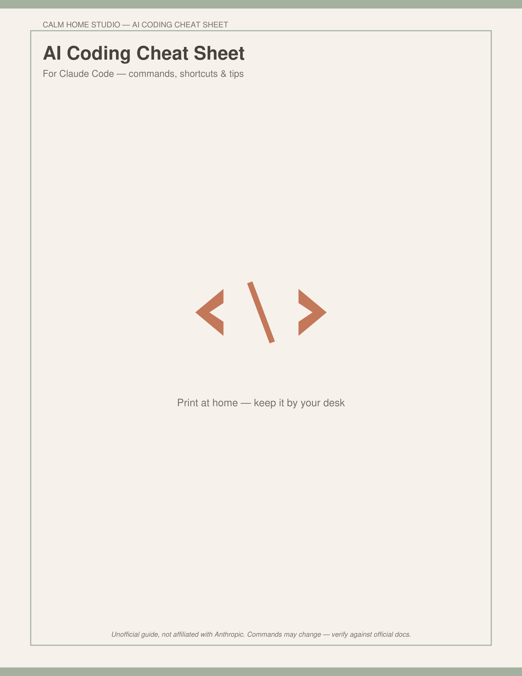 AI Coding Cheat Sheet — product cover