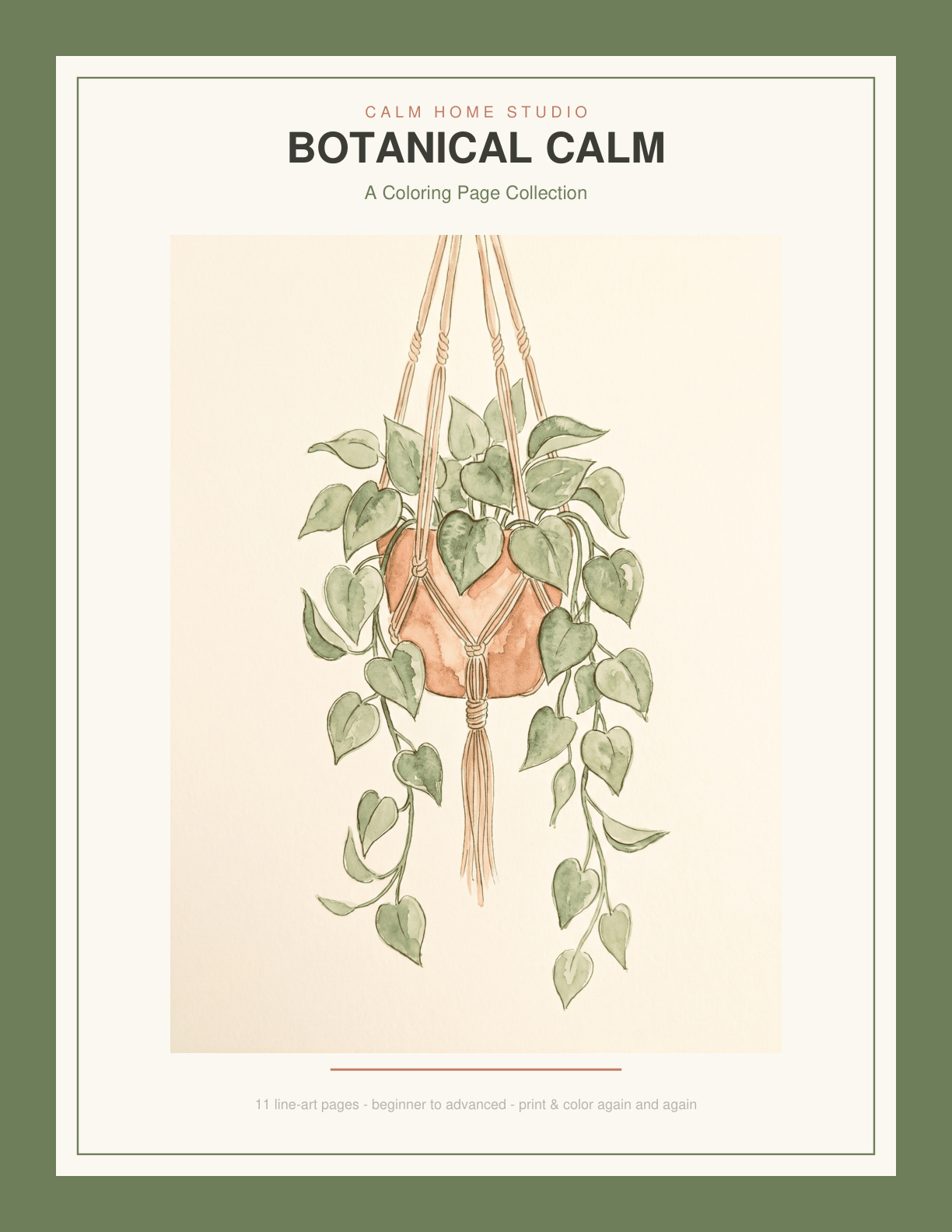 Botanical Calm Coloring Page Pack — product cover