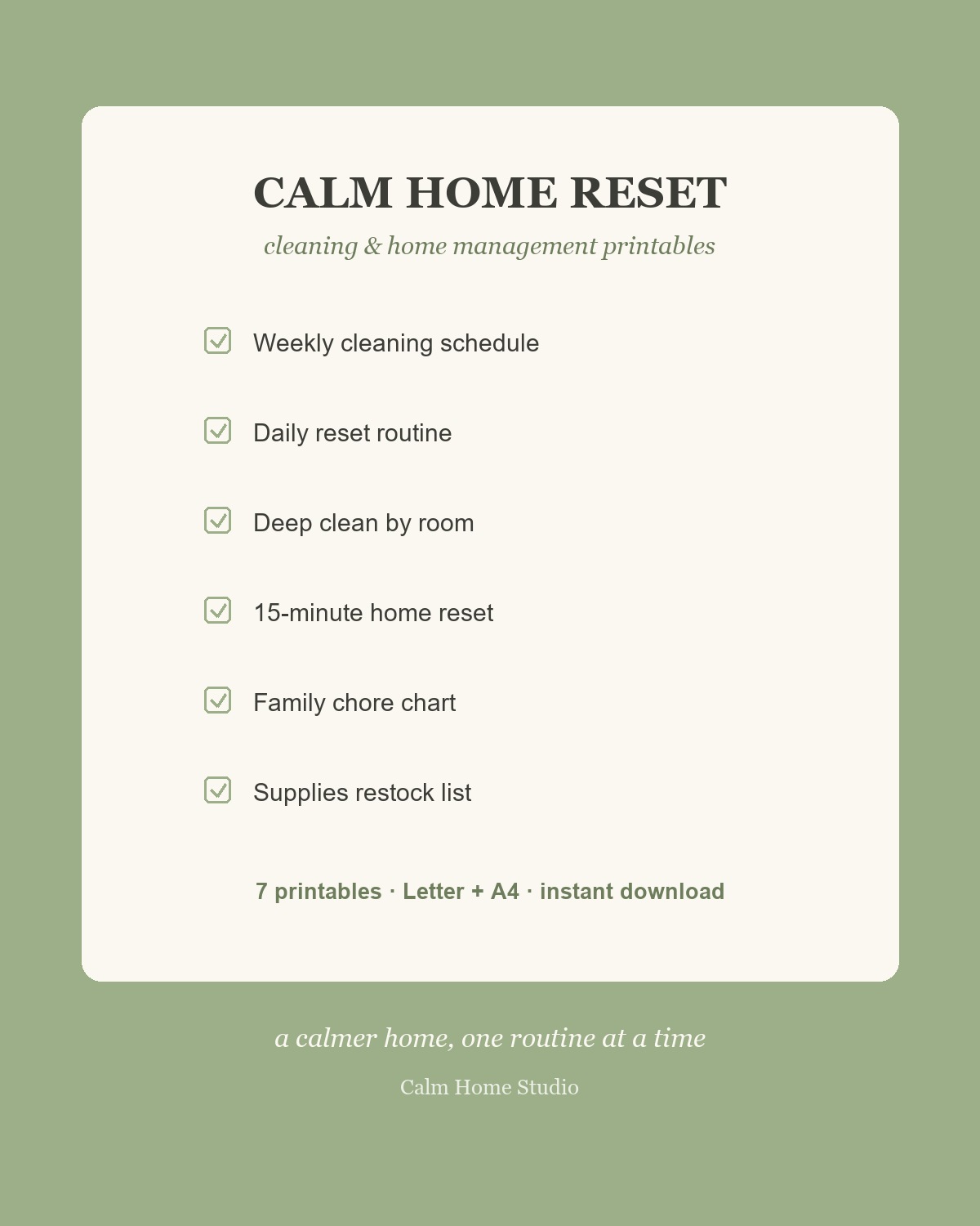 Calm Home Reset (Cleaning Printables) — product cover
