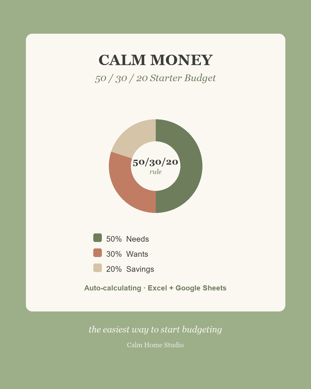 Calm Money 50/30/20 Starter — product cover