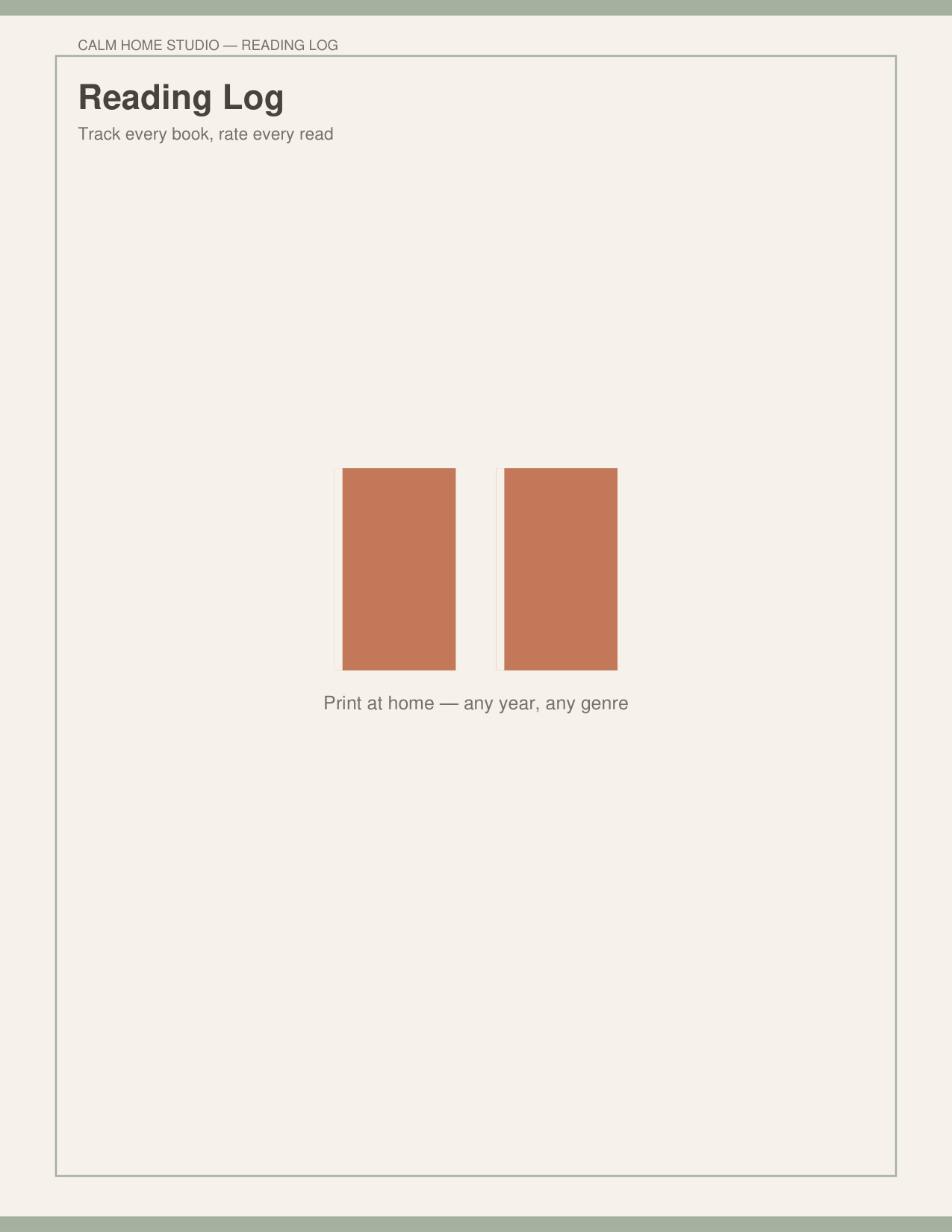 Reading Log — product cover